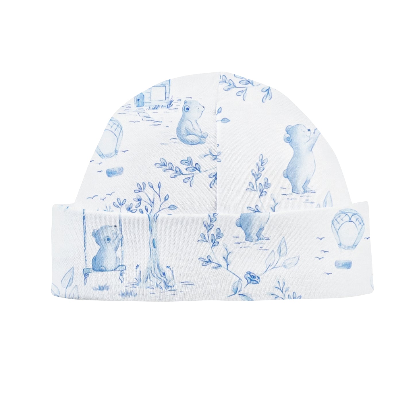 Toile de Jouy Round Hat  | Blue