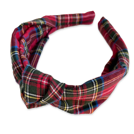 Tartan Knotted Headband | Red