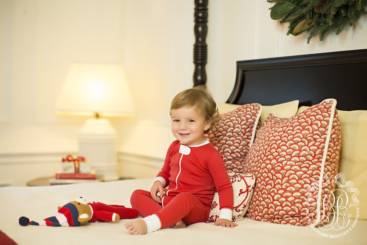 Knox's Night Night Footed Pajama | Rudolph Red/Worth Ave White