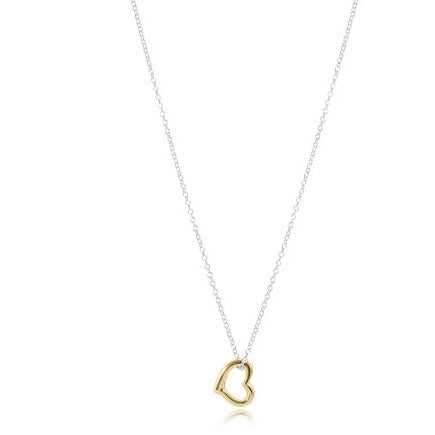 16" Necklace Sterling Mixed Metal | Love Gold Charm