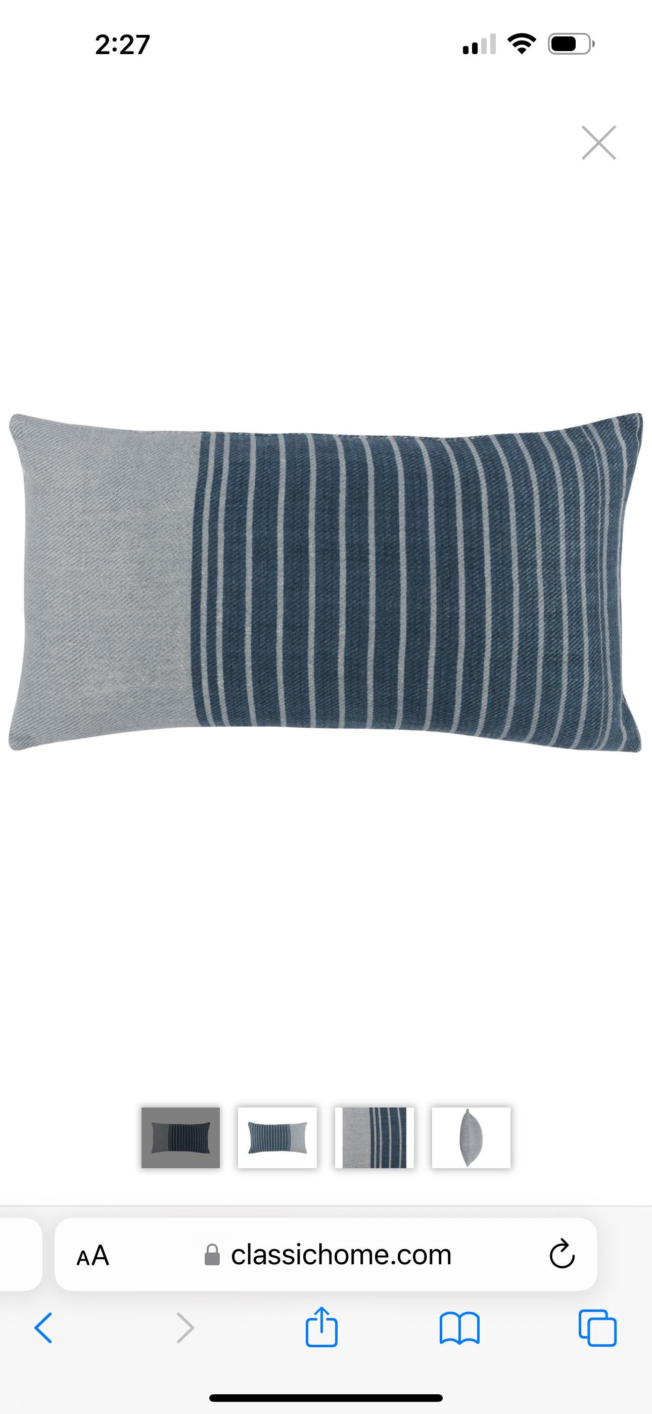 Seaview Blue Pillow | 14x26