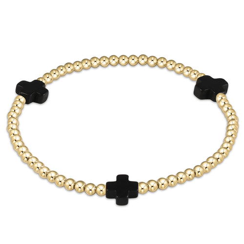 enewton extends | signature cross gold pattern 3mm bead bracelet | onyx