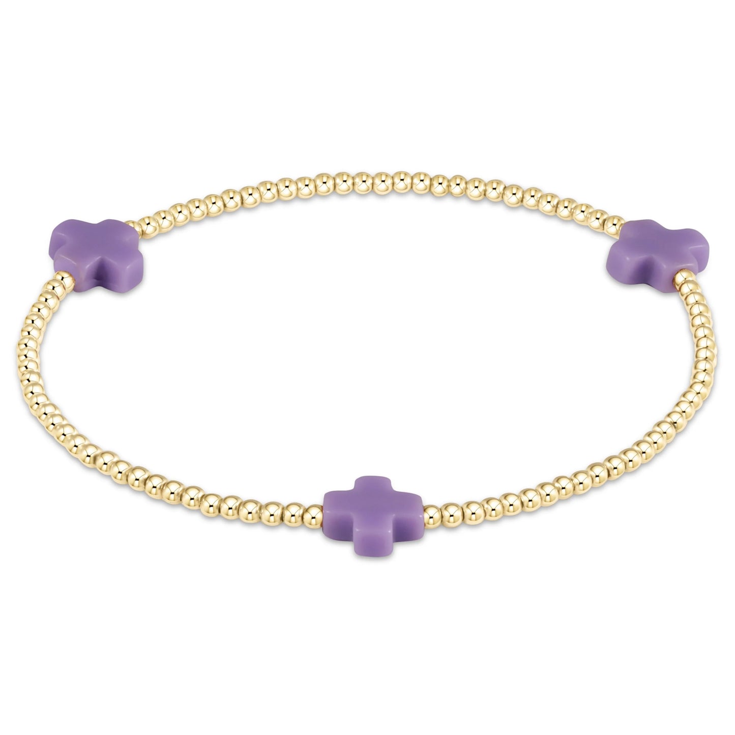 egirl signature cross small gold pattern 2mm bead bracelet | purple