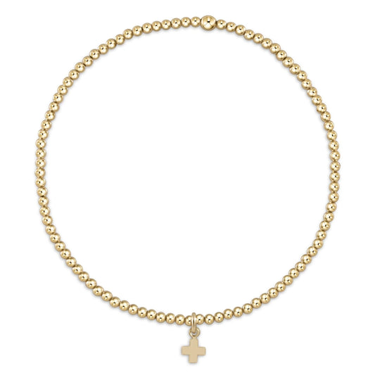 egirl classic gold 2mm bead bracelet | signature cross small gold charm