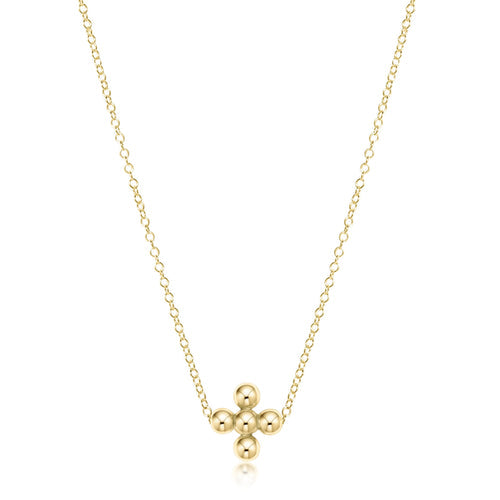 16" necklace gold | classic beaded signature cross gold | 3mm bead gold