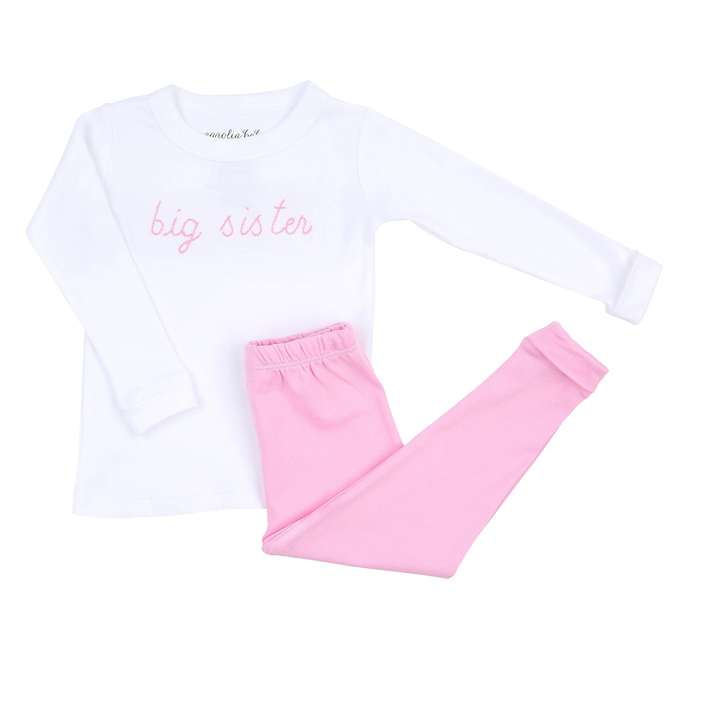 Big Sister Embroidered Long Pajamas - Pink