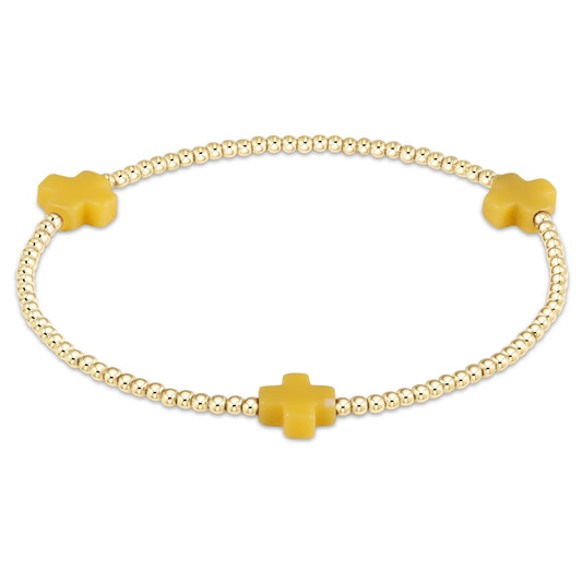 Signature Cross Gold Pattern 2mm Bead Bracelet | Canary