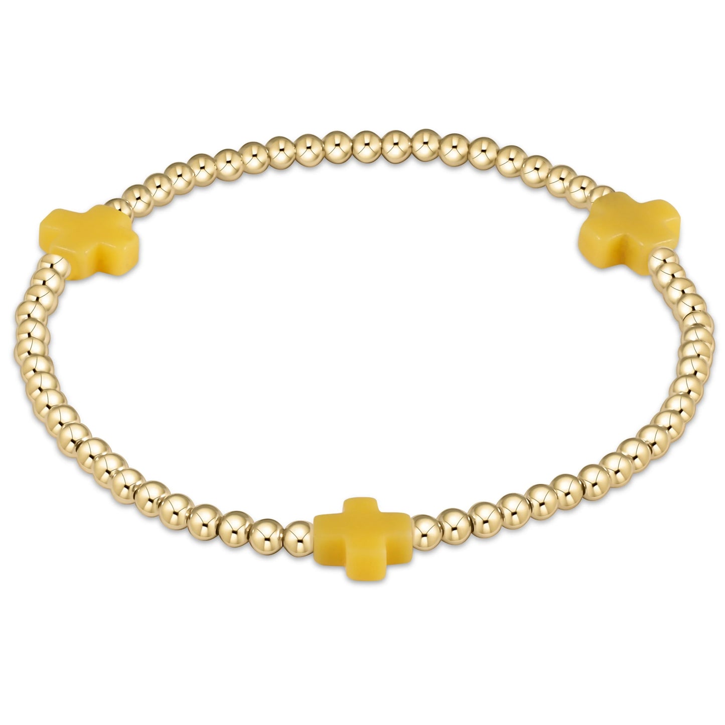 Signature Cross Gold Pattern 3mm Bead Bracelet | Canary