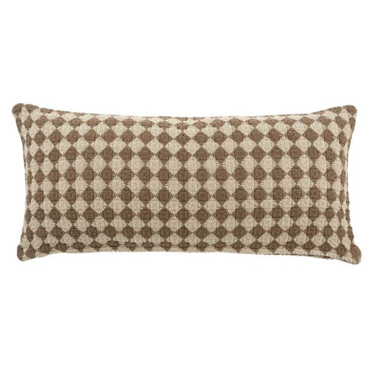 Check Weave Pillow Brown | 14x31