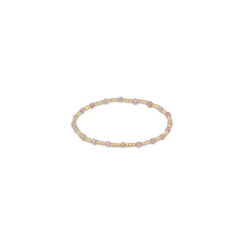 Gemstone Gold Sincerity Pattern 3mm Bead Bracelet | Pink Opal