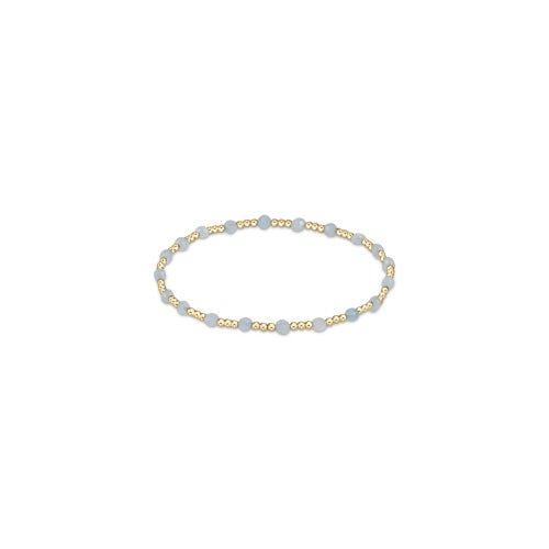 Gemstone Gold Sincerity Pattern 3mm Bead Bracelet | Aquamarine