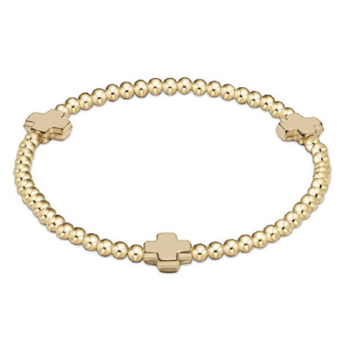 egirl Signature Cross Gold Pattern 3mm Bead Bracelet | Gold