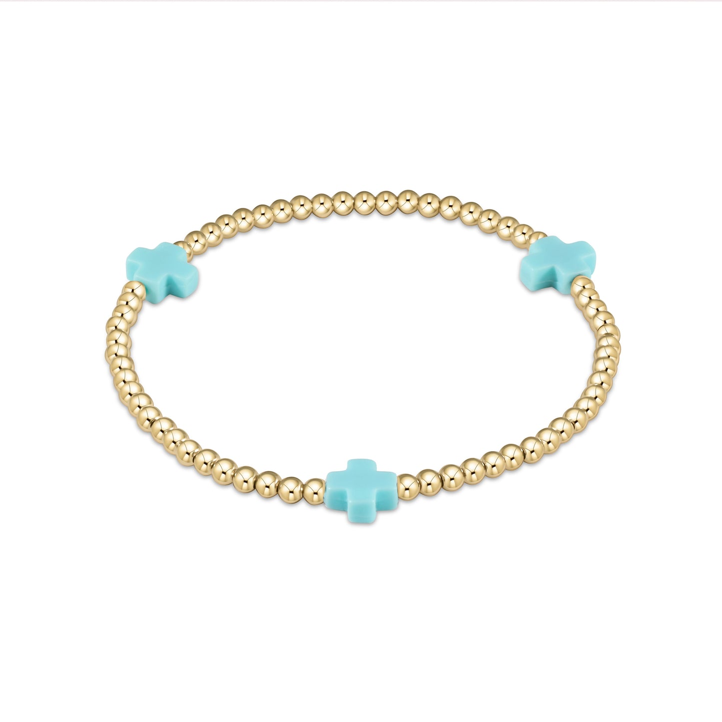 egirl Signature Cross Gold Pattern 3mm Bead Bracelet |Turquoise