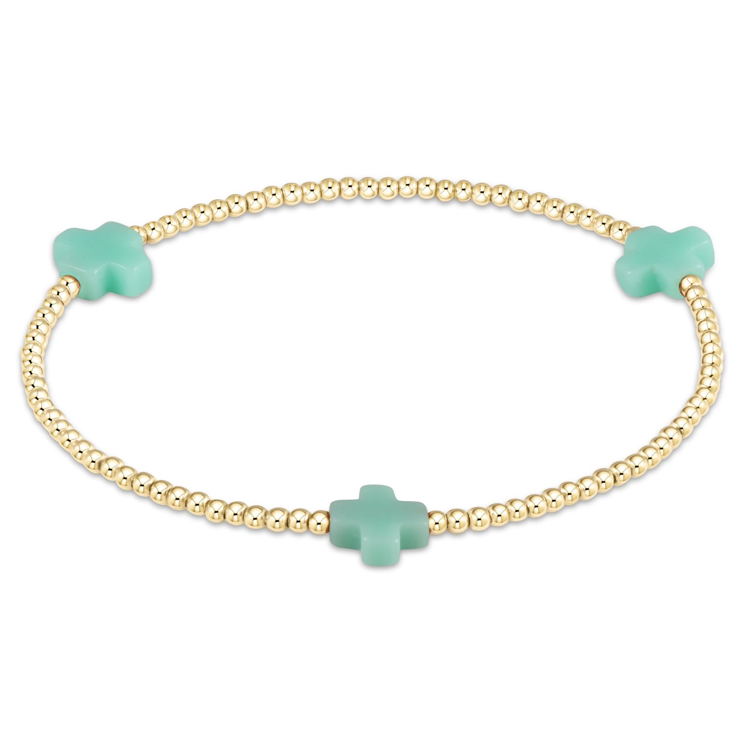 egirl Signature Cross Gold Pattern 3mm Bead Bracelet | Mint