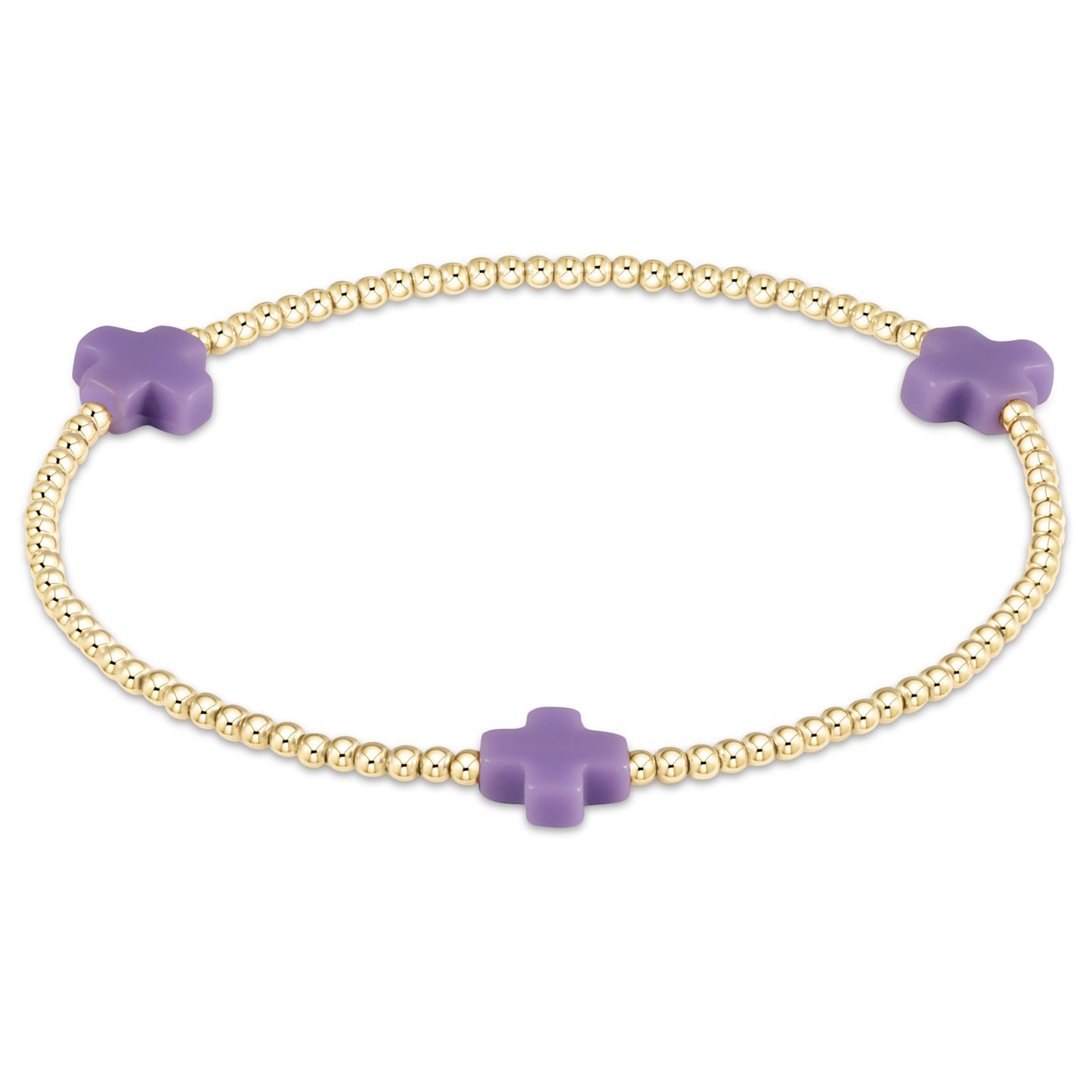 egirl Signature Cross Gold Pattern 3mm Bead Bracelet | Purple