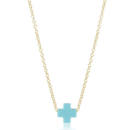 egirl 14" signature cross necklace gold | turquoise