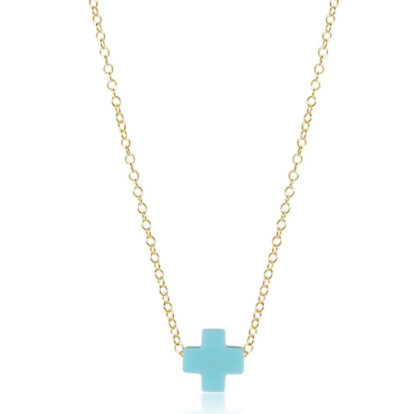 egirl 14" signature cross necklace gold | turquoise