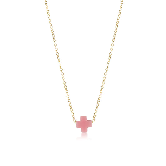 egirl 14" signature cross necklace gold | pink