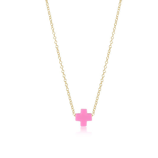 egirl 14" signature cross necklace gold | bright pink