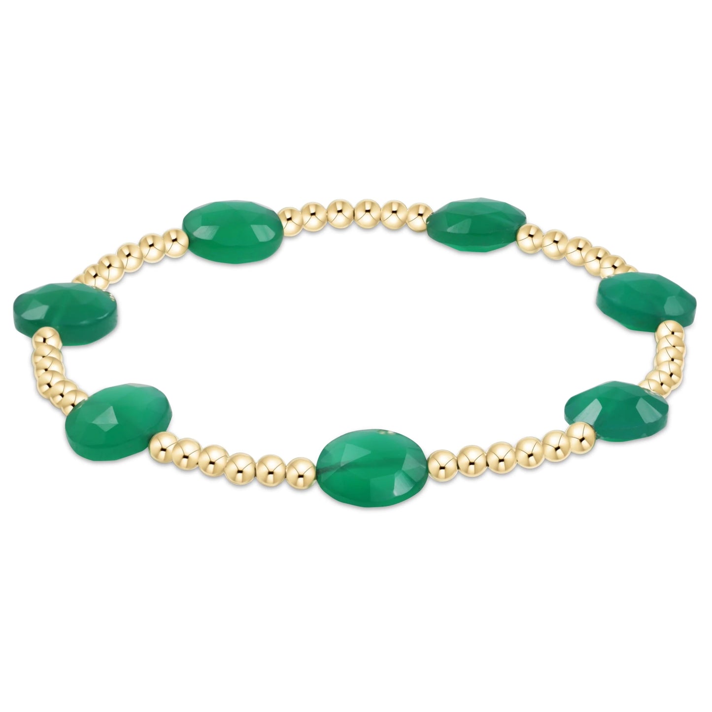 Admire Gold 3mm Bead Bracelet | Green Onyx