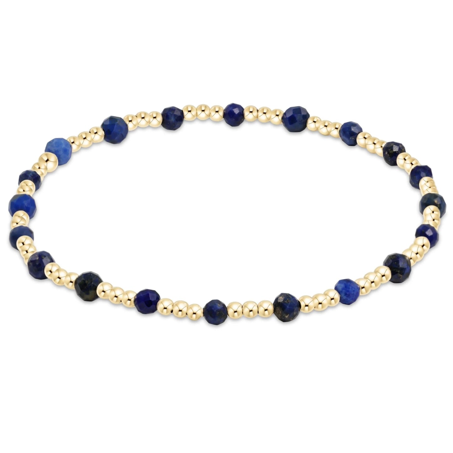 gemstone gold sincerity pattern 3mm bead bracelet | lapis