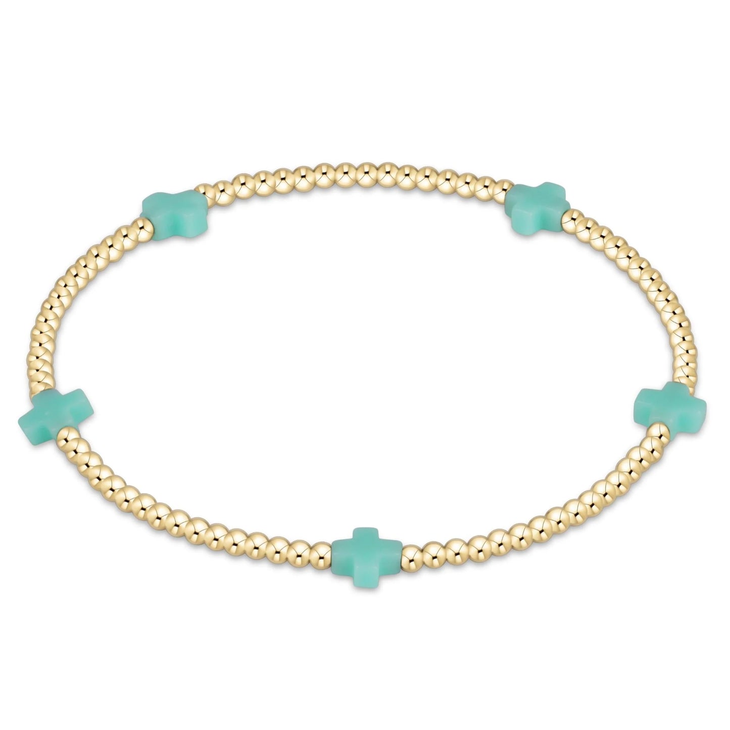 egirl signature cross small gold pattern 2mm bead bracelet | mint