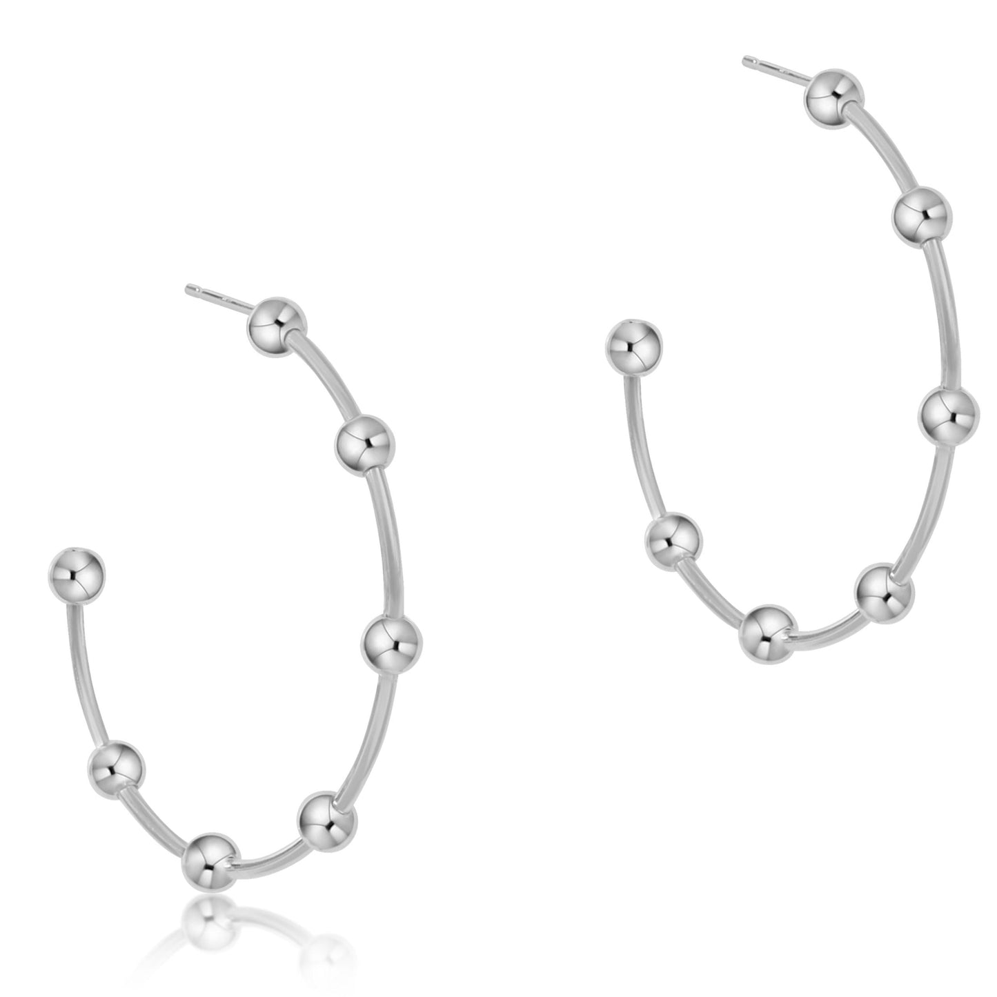 beaded simplicity 1.5" post hoop | 4mm sterling