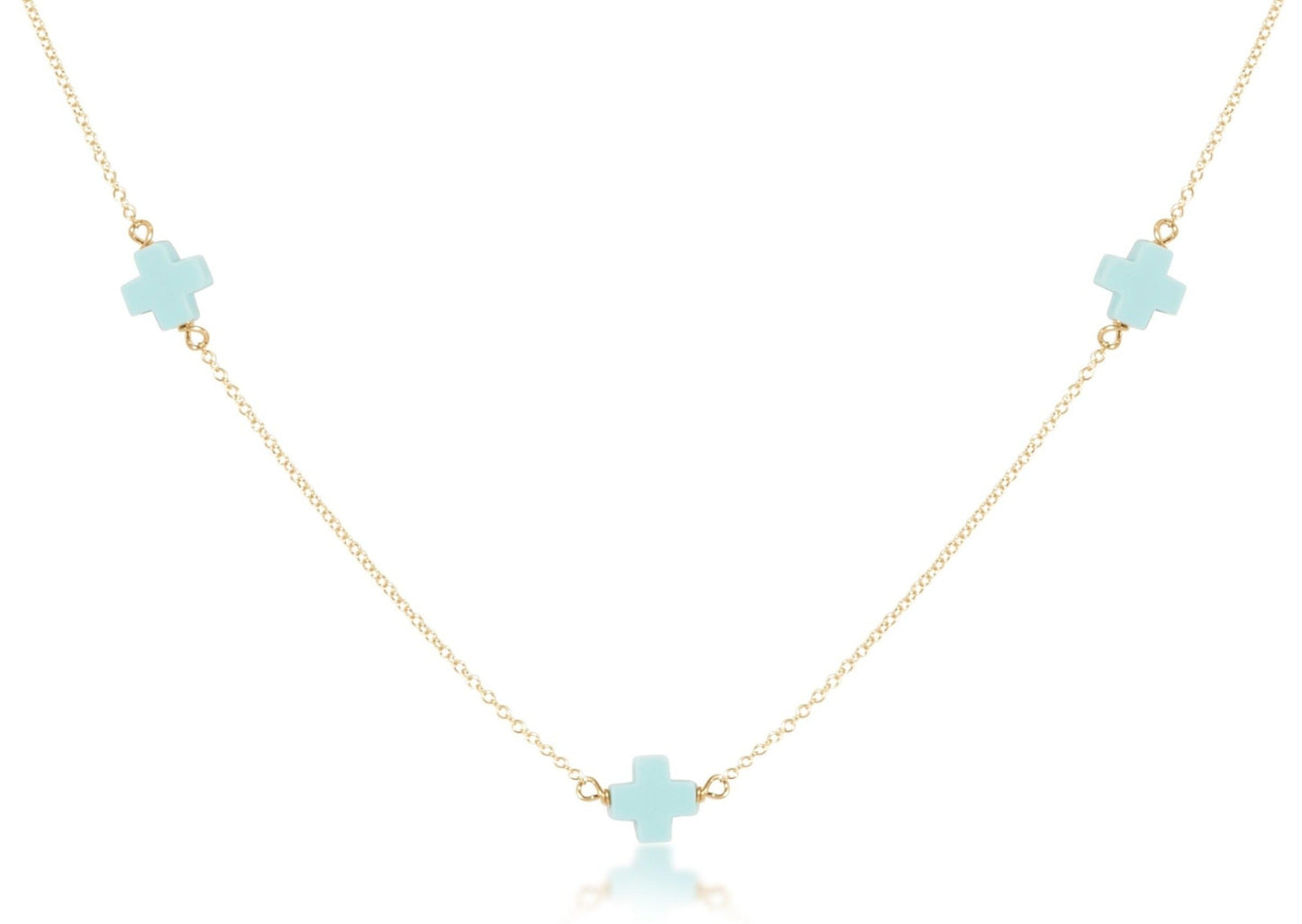 17” Choker Simplicity Chain Gold | Signature Cross | Turquoise