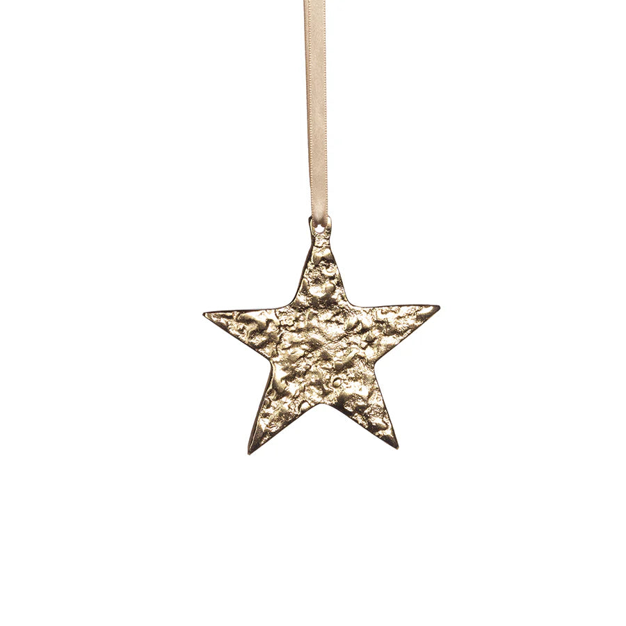 Raw Aluminum Star Ornament | Gold | Small