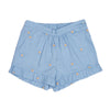 Joseph Ruffle Hem Shorts | Blue Embroidered Cotton Chambray