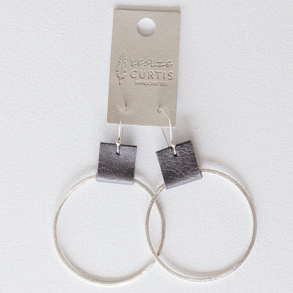 Laura Hoop Earrings | Charcoal/Silver (2”)