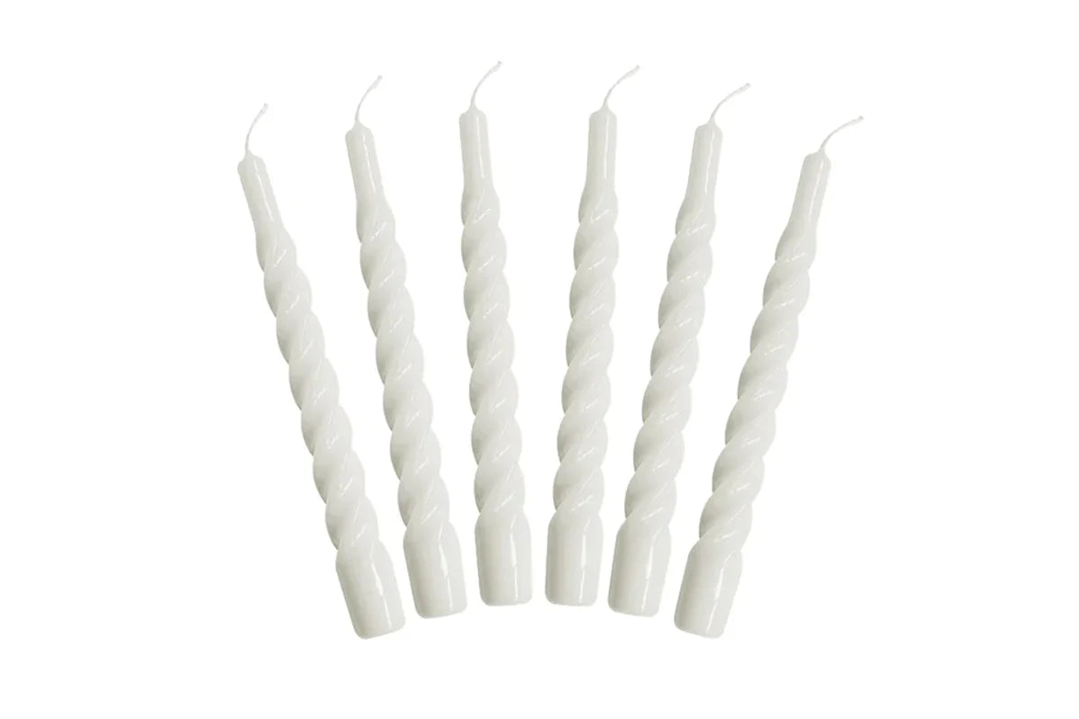 White Twisted Taper Candles | Set of 6