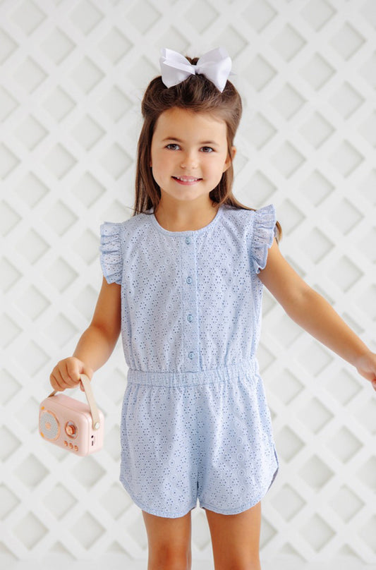 Marion Rose Romper | Buckhead Blue Eyelet