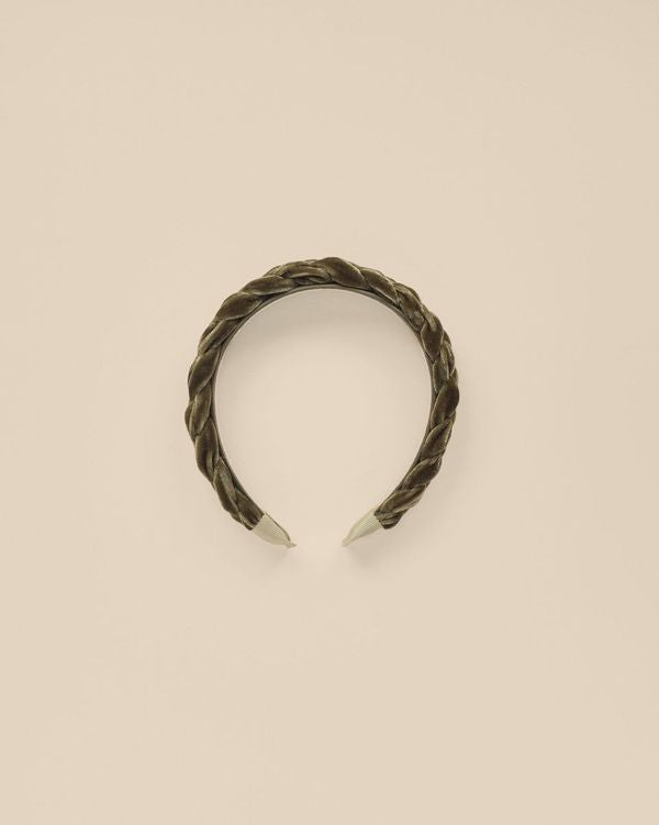 Velvet Braided Headband | Olive