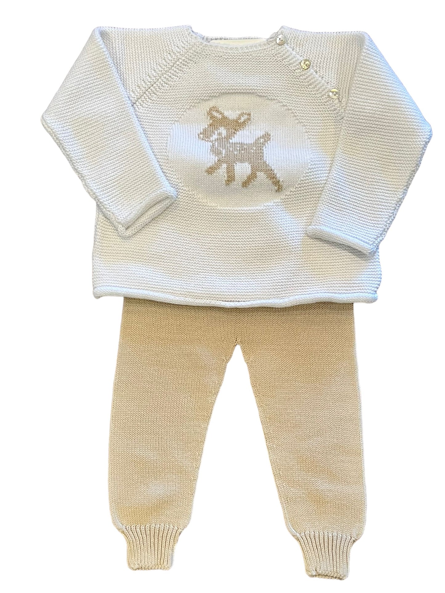 Fawn Sweater Jogger Set | White/Tan