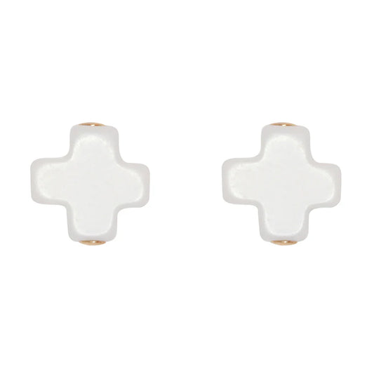 Signature Cross Gold Stud  | Off-White