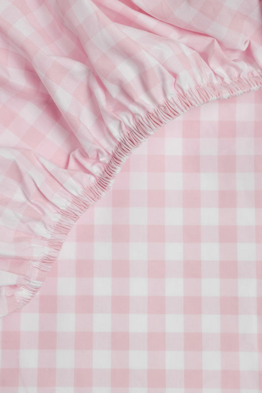 Luxe Premium Cotton Crib Sheet | Pink Gingham