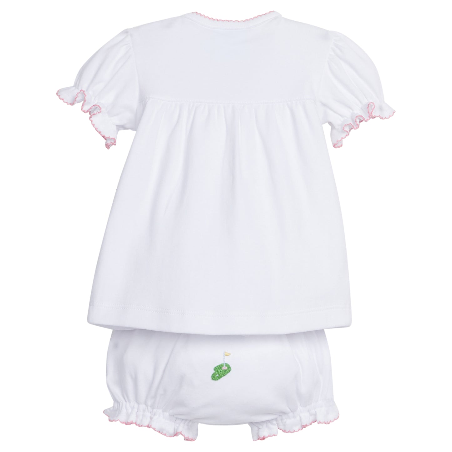 Pinpoint Layette Knit Set | Pink Golf