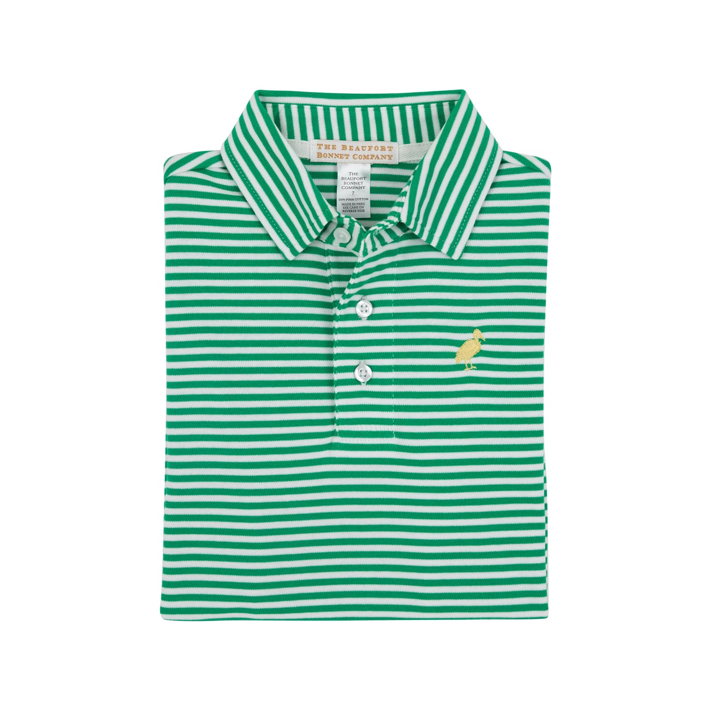 Prim & Proper Polo | Kiawah Kelly Green Stripe with Bellport Butter Yellow Stork