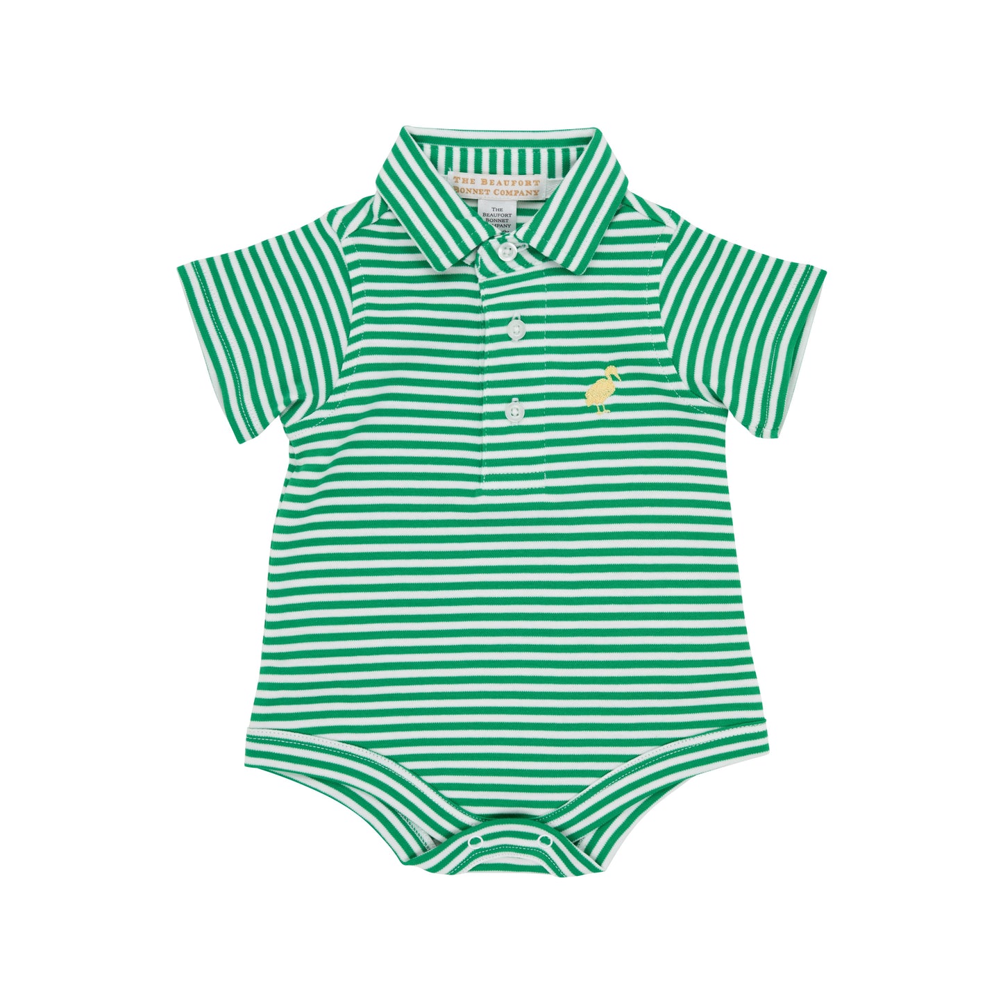 Prim & Proper Polo & Onsie | Kiawah Kelly Green Stripe & Bellport Yellow Stork