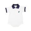 Prim & Proper Polo & Onsie | Worth Avenue White And Nantucket Navy With Nantucket Navy Stork