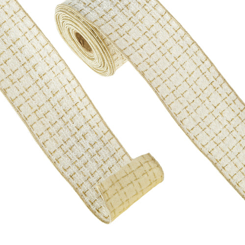 Ivory Tweed Wired Ribbon