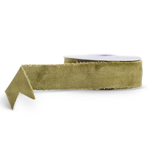 Olive Green Velvet Ribbon | 1.5" x 10 yds