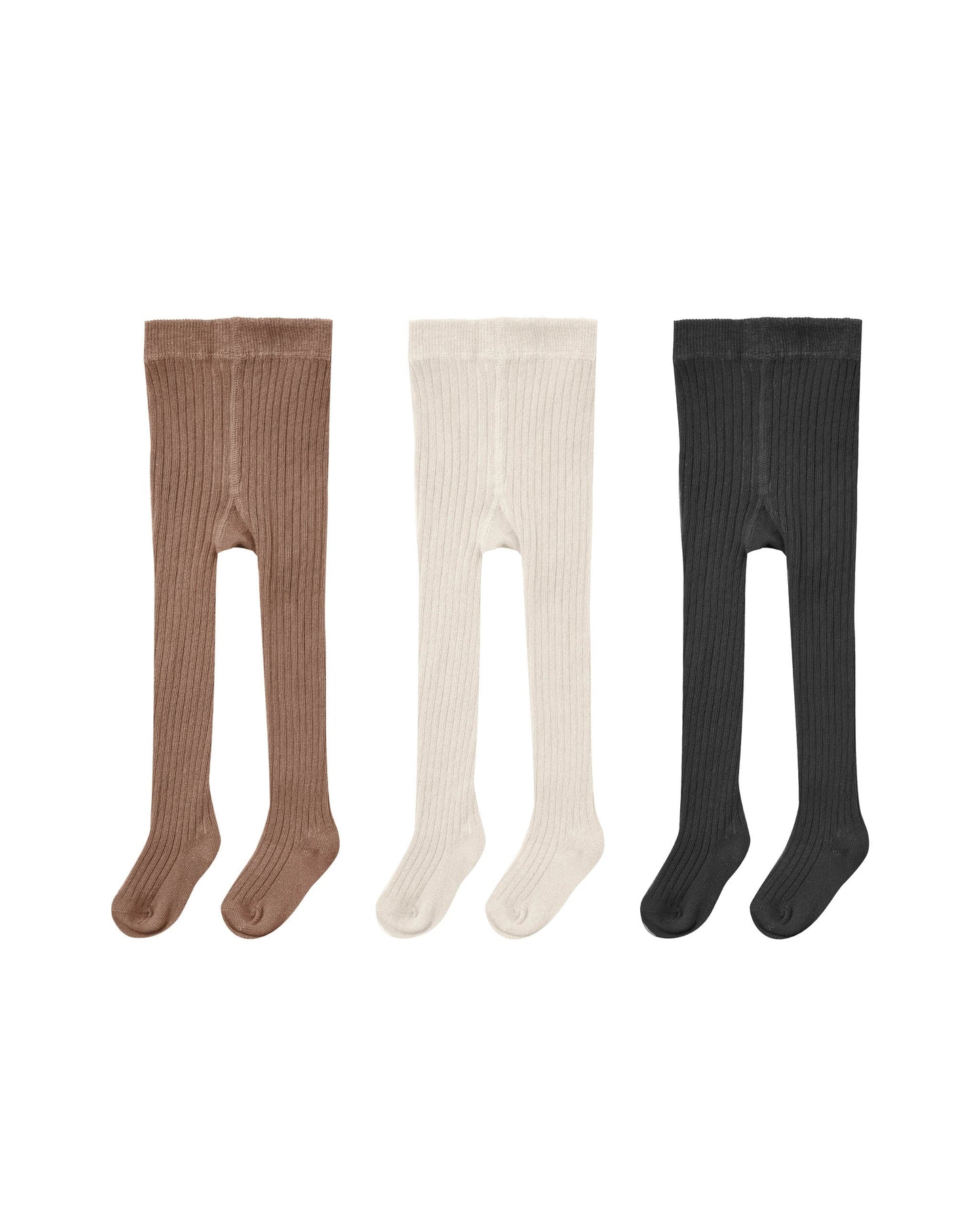 Ribbed Tights Trio - Mocha, Natural & Black