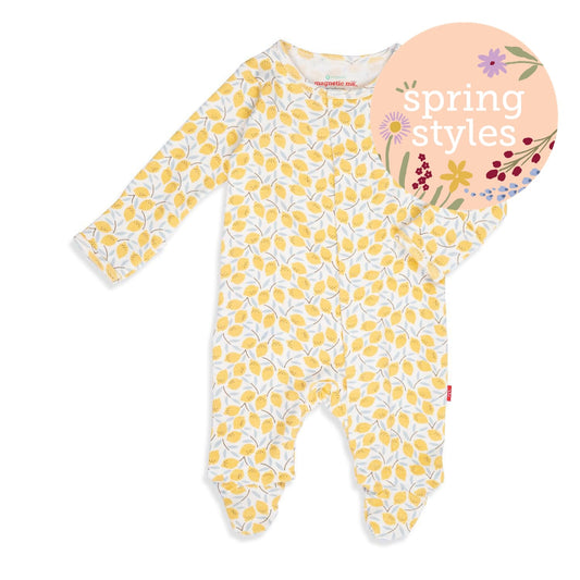 Easy Peasy Lemon Squeezy Organic Cotton Magnetic Footie