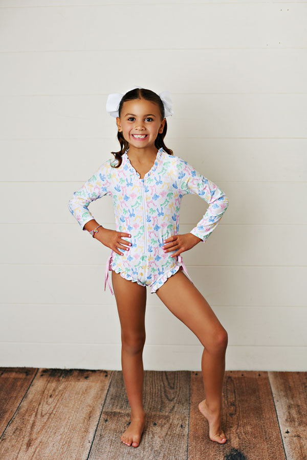 Bow-tiful Rashguard One Piece Swimsuit | UPF 50