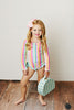 Rainbows Stripe 1 PC Long Sleeve Rashguard Swimsuit | UPF 50