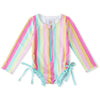 Rainbows Stripe 1 PC Long Sleeve Rashguard Swimsuit | UPF 50