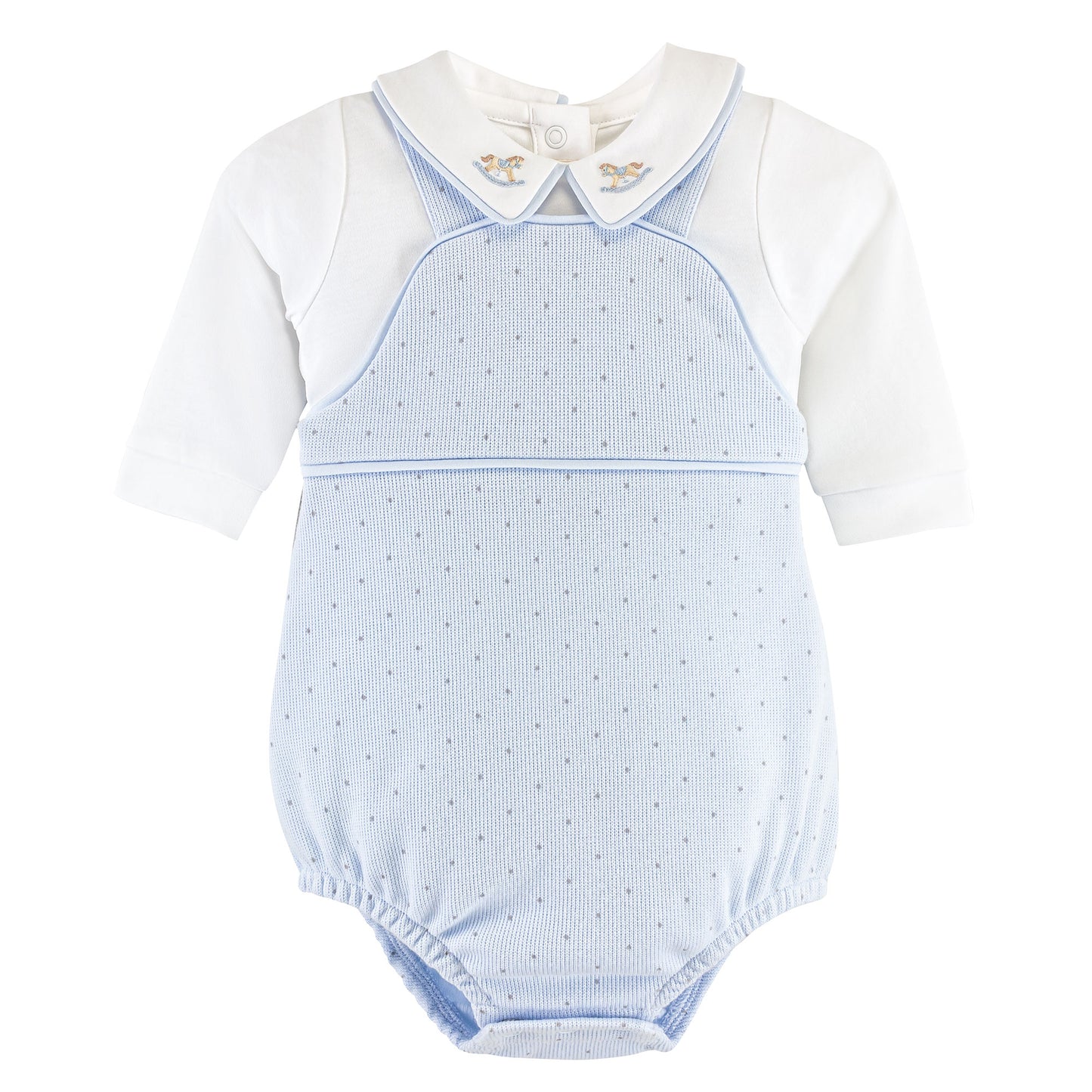 Collared Tee + English Knot Bubble Set | Blue Rocking Horse