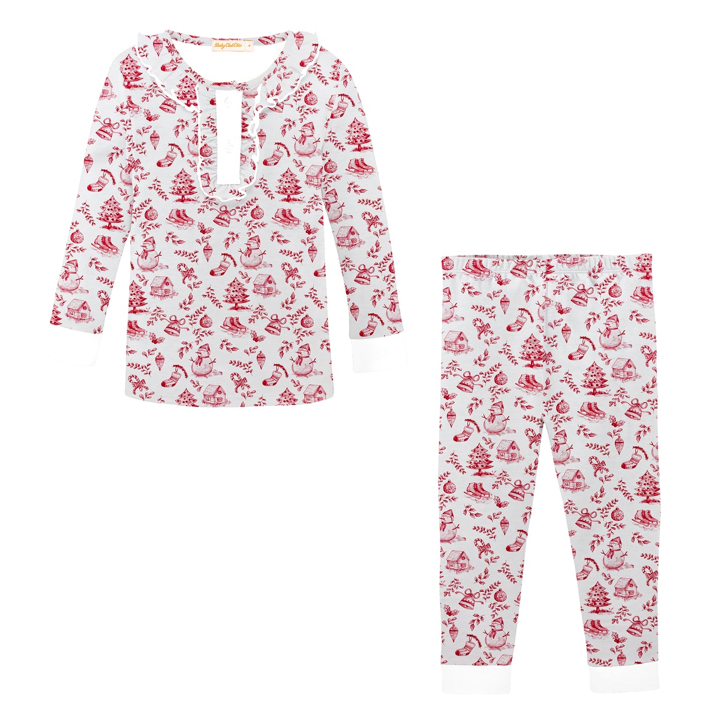 Christmas Toile Kid Set w/ Ruffle